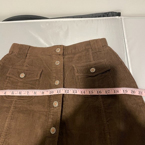 Fore Warned Corduroy Brown Skirt Button Front Mini Skirt Women's Size 14 - Picture 10 of 15